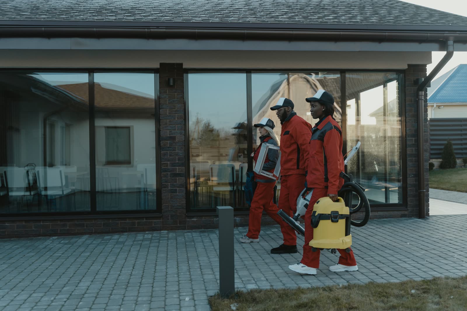 A crew arriving on site