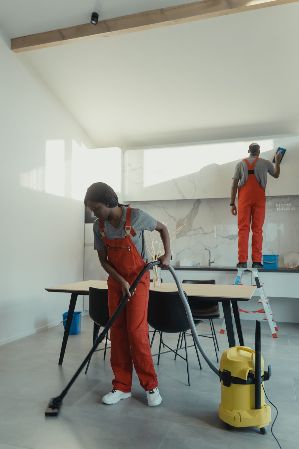 Crew detailing a finished room